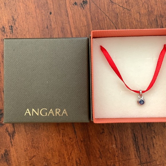 Angara Sterling Silver Sapphire Dainty Pendant - Picture 4 of 5